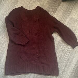Aerie burgundy oversized wool-blend cable knit sweater